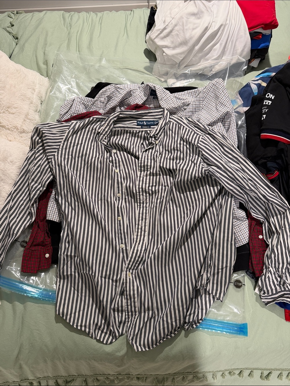 Ralph Lauren Black and White Vertical Stripe Button-Down Shirt